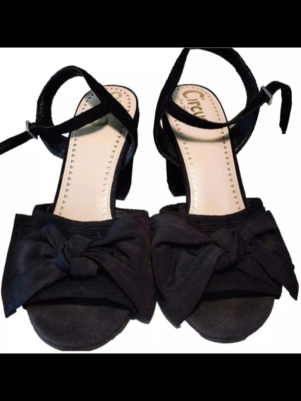Circus Sam Edelman  Womens 10 Black Textile Open Toe Sandals 4" Heels